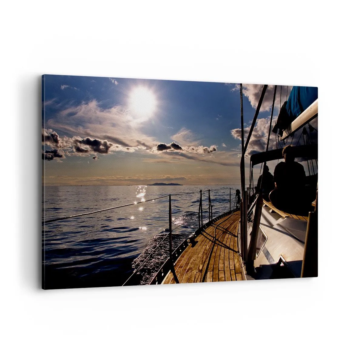 Quadro su tela - Stampe su Tela - Una crociera in yacht sul mare al tramonto - 120x80cm - A vele spiegate verso il sole - Decorazione murale moderna per soggiorno e camera da letto ARTTOR