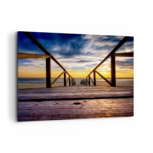 Quadro su tela - Stampe su Tela - Molo di legno che conduce alla spiaggia al tramonto - 100x70cm - Verso la spiaggia silenziosa al tramonto - Decorazione murale moderna per soggiorno e camera da letto ARTTOR
