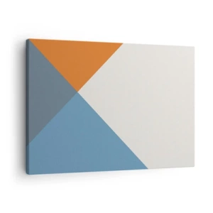 Quadro su tela - Stampe su Tela - Triangoli geometrici nei toni del blu e dell'arancione - 70x50cm - Ad angolo... - Decorazione murale moderna per soggiorno e camera da letto ARTTOR