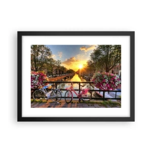 Poster in cornice nera - Mattino di primavera ad Amsterdam - 40x30 cm