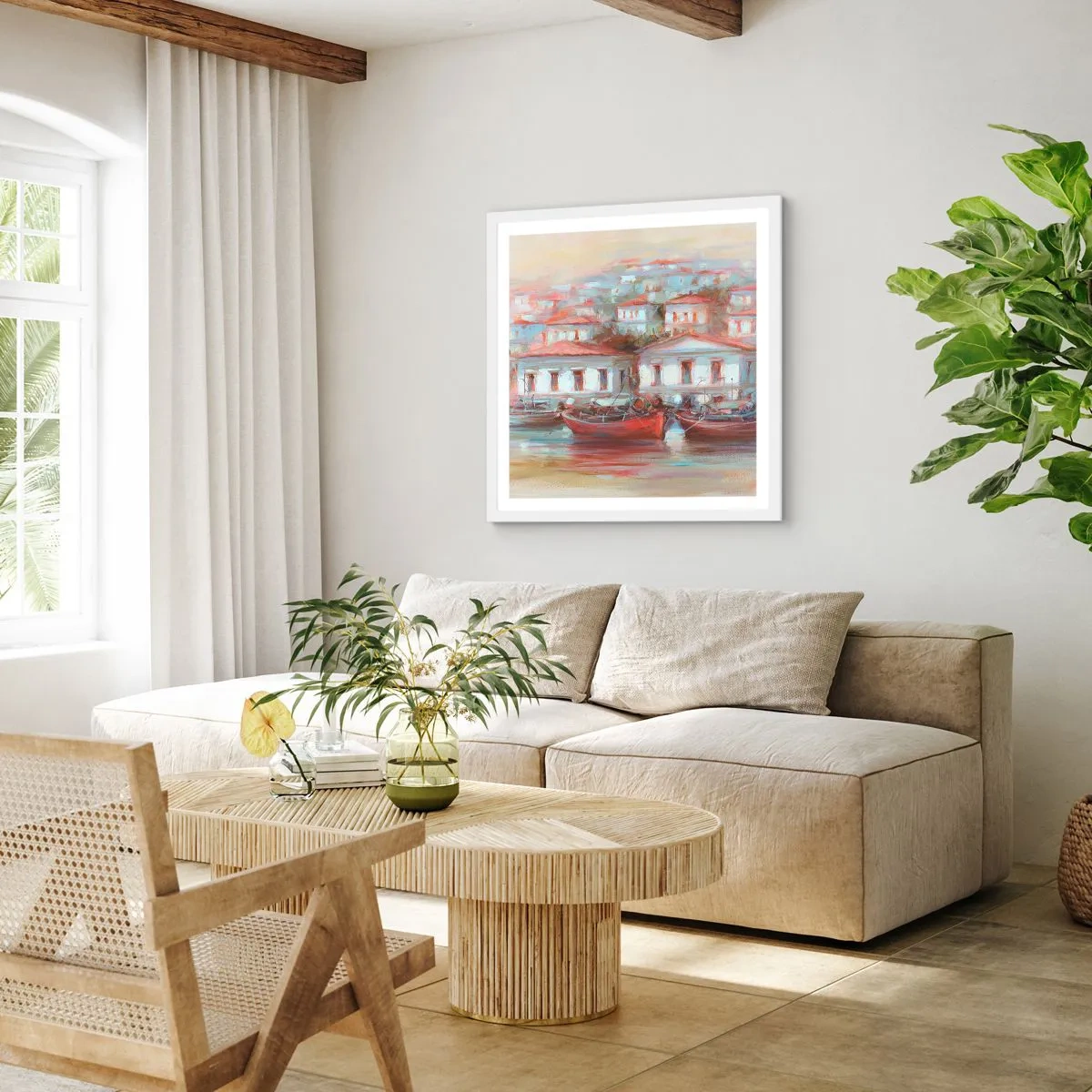 Poster in cornice bianca - Cittadina felice - 30x30 cm