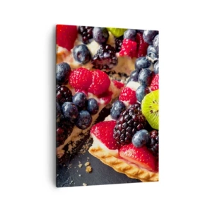 Quadro su tela - Stampe su Tela - Crostata colorata con frutta e panna - 50x70cm - Dolce vita! - Decorazione murale moderna per soggiorno e camera da letto ARTTOR