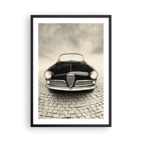 Poster in cornice nera - La parte anteriore di un'auto d'epoca su una strada acciottolata - 50x70cm - Come non amarmi? - Decorazione murale moderna per soggiorno e camera da letto ARTTOR