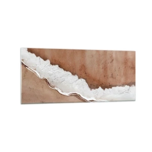 Quadro su vetro - Texture sabbia con accenti bianchi - 120x50cm - Nei colori della terra - Decorazione murale moderna per soggiorno e camera da letto ARTTOR