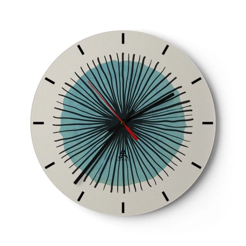 Orologio da parete - Orologio in Vetro - Radiosamente nel blu - 40x40 cm