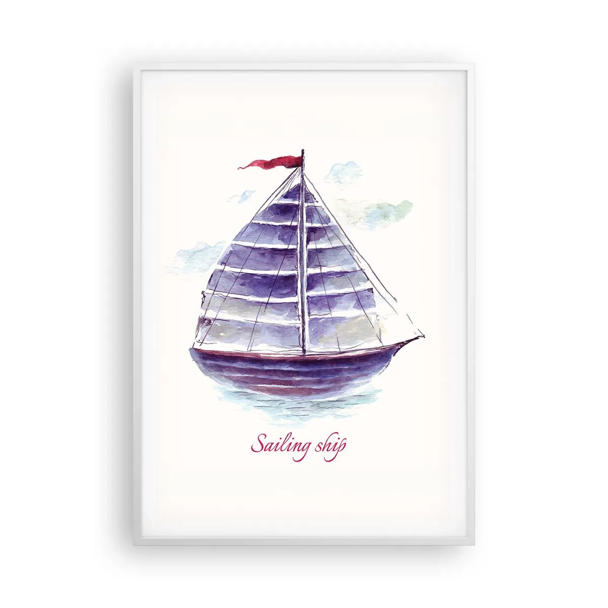 Poster in cornice bianca - Gonfie vele e mare calmo - 70x100 cm