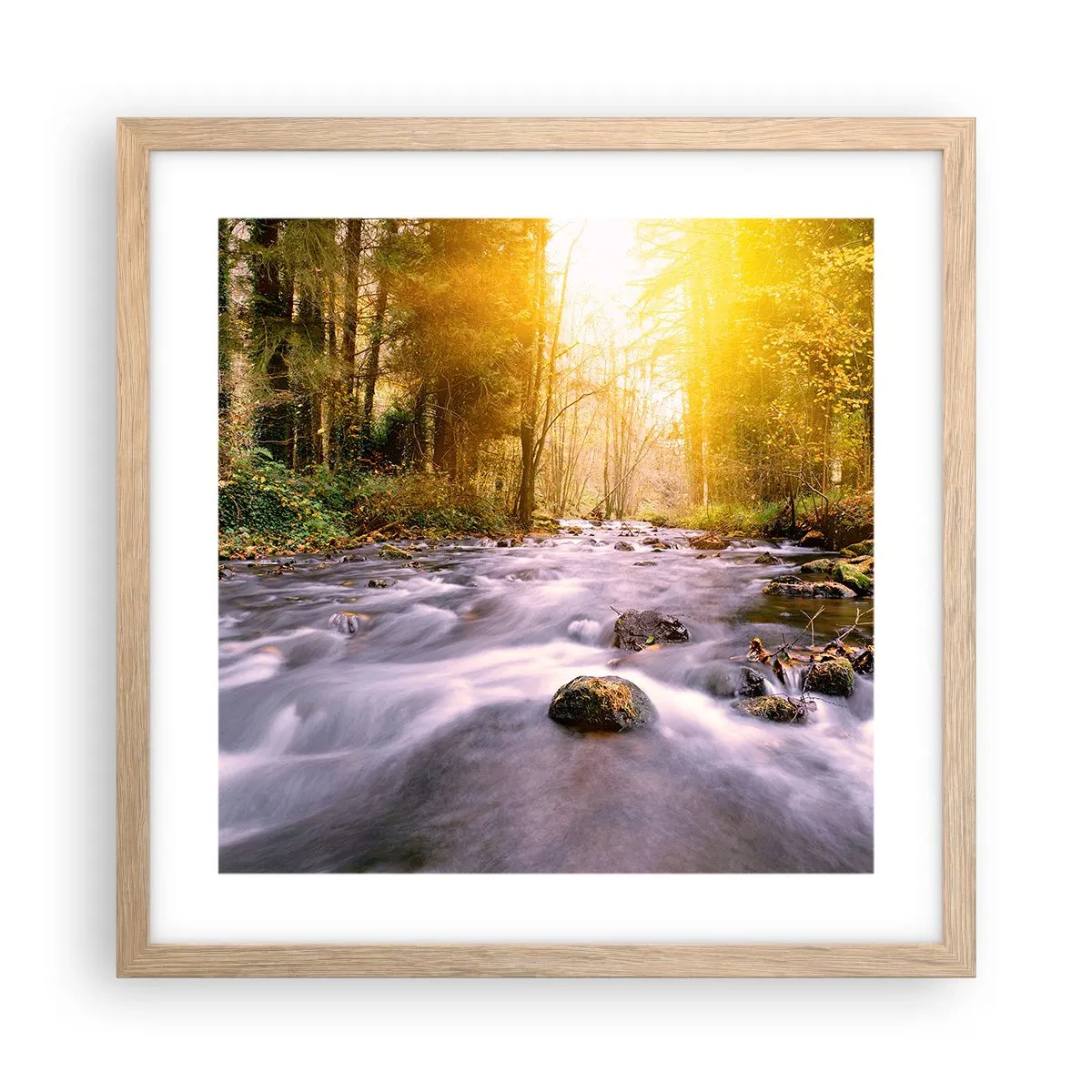 Poster in cornice rovere chiaro - Malachite in cornice oro-argento - 40x40 cm