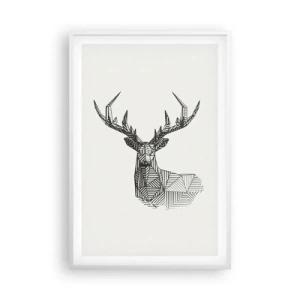 Poster in cornice bianca - Cervo in stile cubista - 61x91 cm