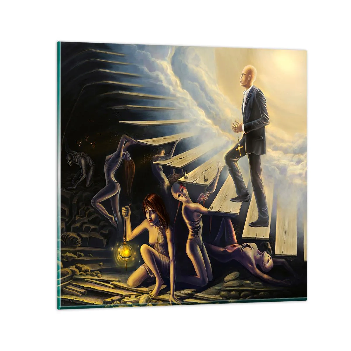 Quadro su vetro - Viaggio dantesco verso la luce - 40x40 cm