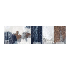 Campione Di Fotomurale Standard Eco - Forme blu e marroni - Pezzo, Astrazione, Minimalismo - 100x30 cm