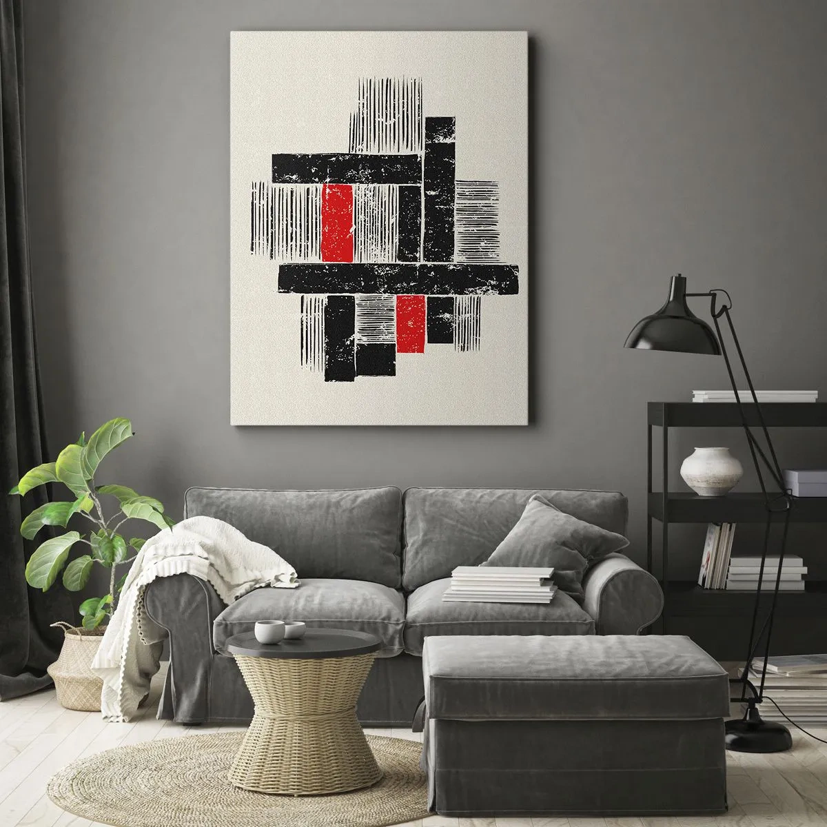 Quadro su tela - Stampe su Tela - Rosso e nero - 55x100 cm