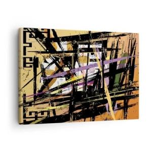 Quadro su tela - Stampe su Tela - Linee e forme astratte su uno sfondo beige - 70x50cm - Taglio netto - Decorazione murale moderna per soggiorno e camera da letto ARTTOR