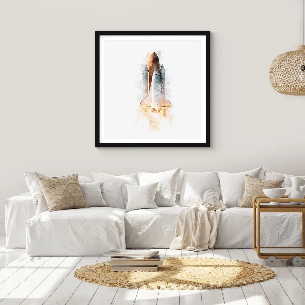 Poster in cornice nera - La partenza degli esploratori - 50x50 cm