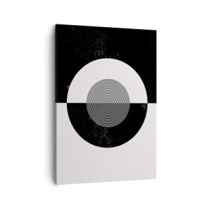 Quadro su tela - Stampe su Tela - Motivo grafico in bianco e nero a contrasto - 50x70cm - Armonia in bianco e nero - Decorazione murale moderna per soggiorno e camera da letto ARTTOR
