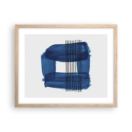 Poster in cornice rovere chiaro - Composizione blu e nera - 50x40 cm
