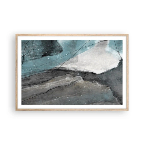 Poster in cornice rovere chiaro - Astrazione: rocce e ghiaccio - 91x61 cm