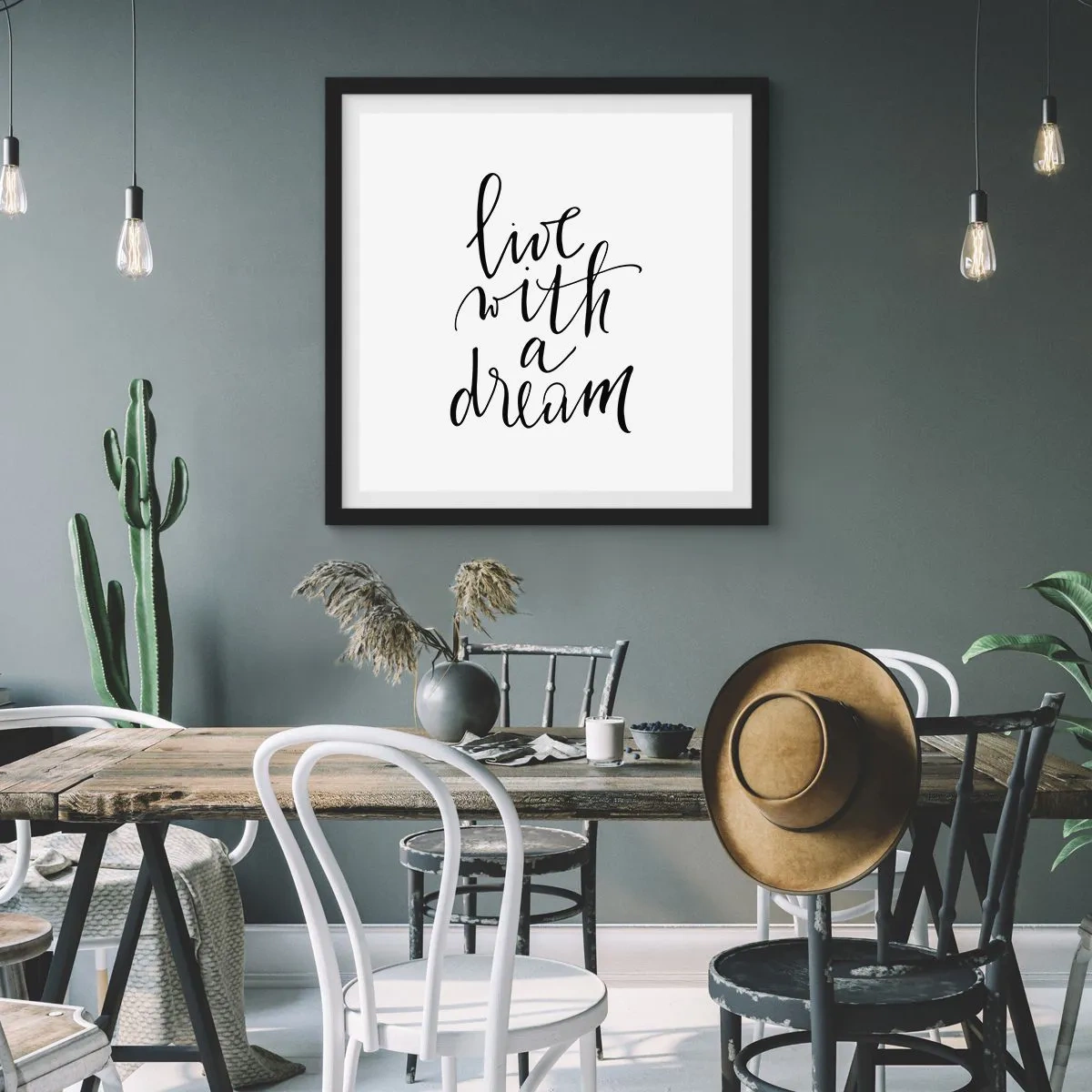 Poster in cornice nera - Of course - 60x60 cm