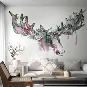 Fotomurali Premium Sand - La corona del re del bosco - Astrazione, Alce, Natura - 350x256 cm