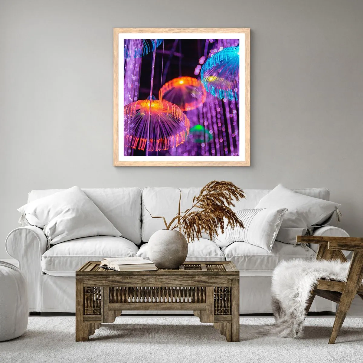 Poster in cornice rovere chiaro - Fontane di luce - 50x50 cm