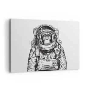 Quadro su tela - Stampe su Tela - Immagine di un astronauta in tuta spaziale con la testa di una scimmia - 120x80cm - Evoluzione alternativa - Decorazione murale moderna per soggiorno e camera da letto ARTTOR