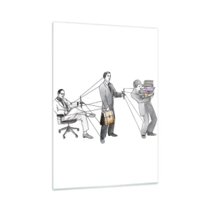 Quadro su vetro - Illustrazione della gerarchia del lavoro d'ufficio - 50x70cm - Ognuno ha il suo padrone - Decorazione murale moderna per soggiorno e camera da letto ARTTOR