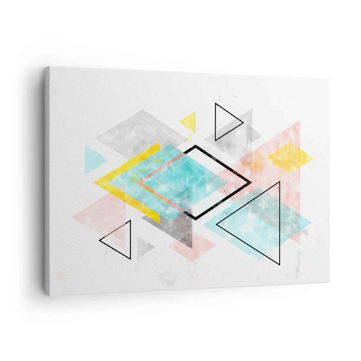 Quadro su tela - Stampe su Tela - Motivi geometrici colorati su sfondo bianco - 70x50cm - Gioco geometrico - Decorazione murale moderna per soggiorno e camera da letto ARTTOR
