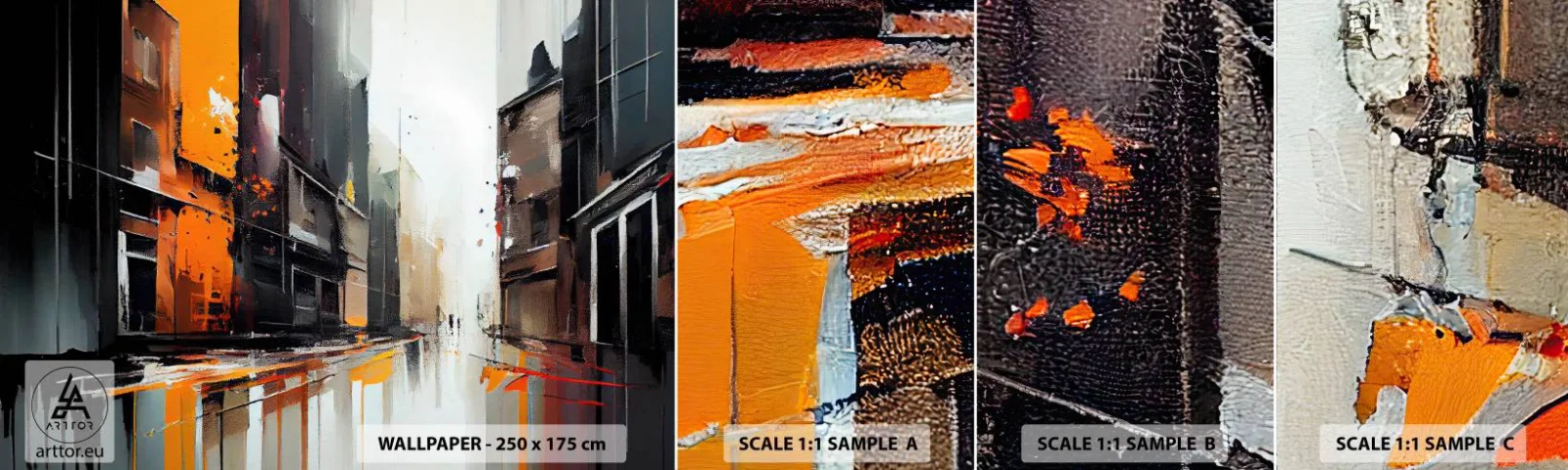 Campione di Fotomurale Adesivo Deluxe Sticker - Un giorno di pioggia - Architettura, Arte Moderna, Città - 100x30 cm