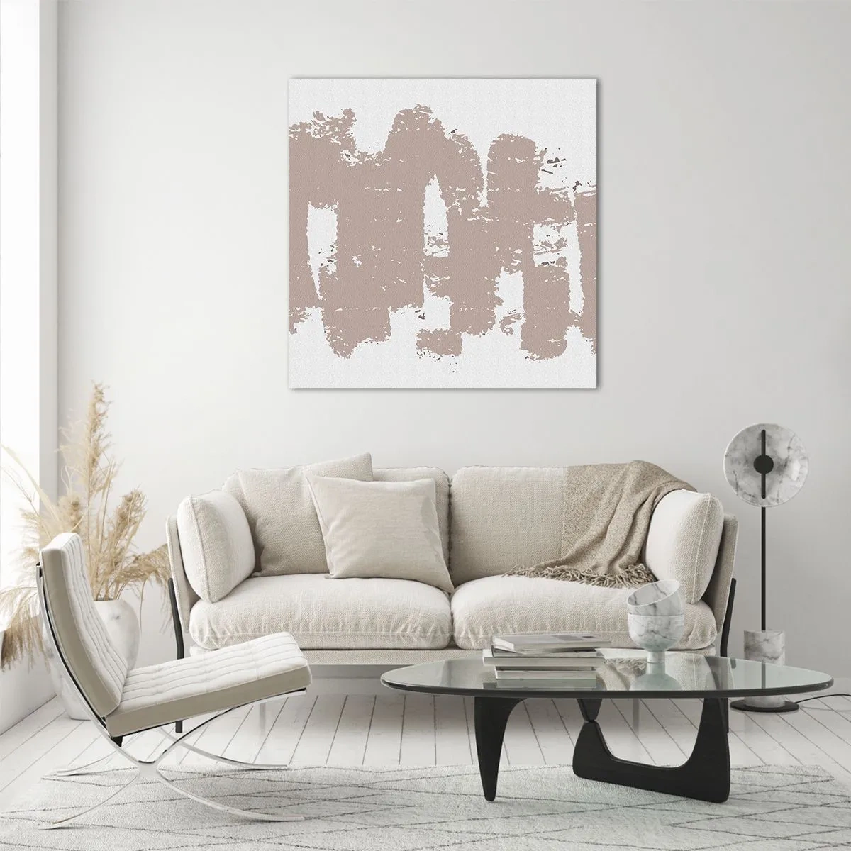 Quadro su vetro - Astrazione in un rosa mite - 60x60 cm