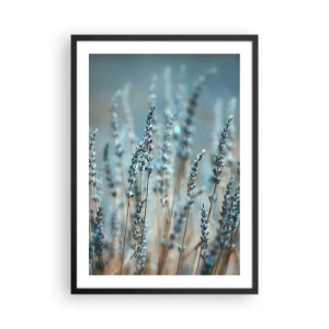 Poster in cornice nera - Delicati fiori di lavanda su uno sfondo pastello - 50x70cm - Campo profumato - Decorazione murale moderna per soggiorno e camera da letto ARTTOR