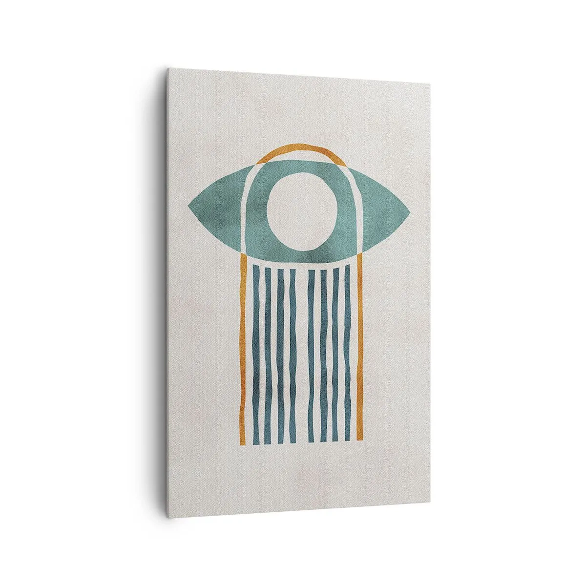 Quadro su tela - Stampe su Tela - Motivo geometrico nei toni del verde e dell'arancione - 80x120cm - Segni e rituali - Decorazione murale moderna per soggiorno e camera da letto ARTTOR