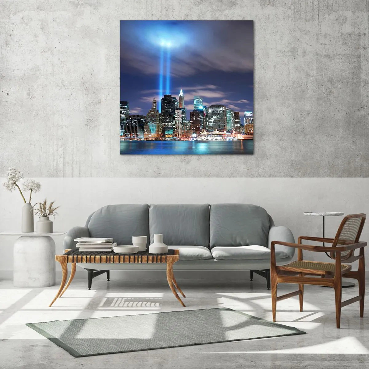 Quadro su vetro - Toccare il cielo con la luce - 30x30 cm