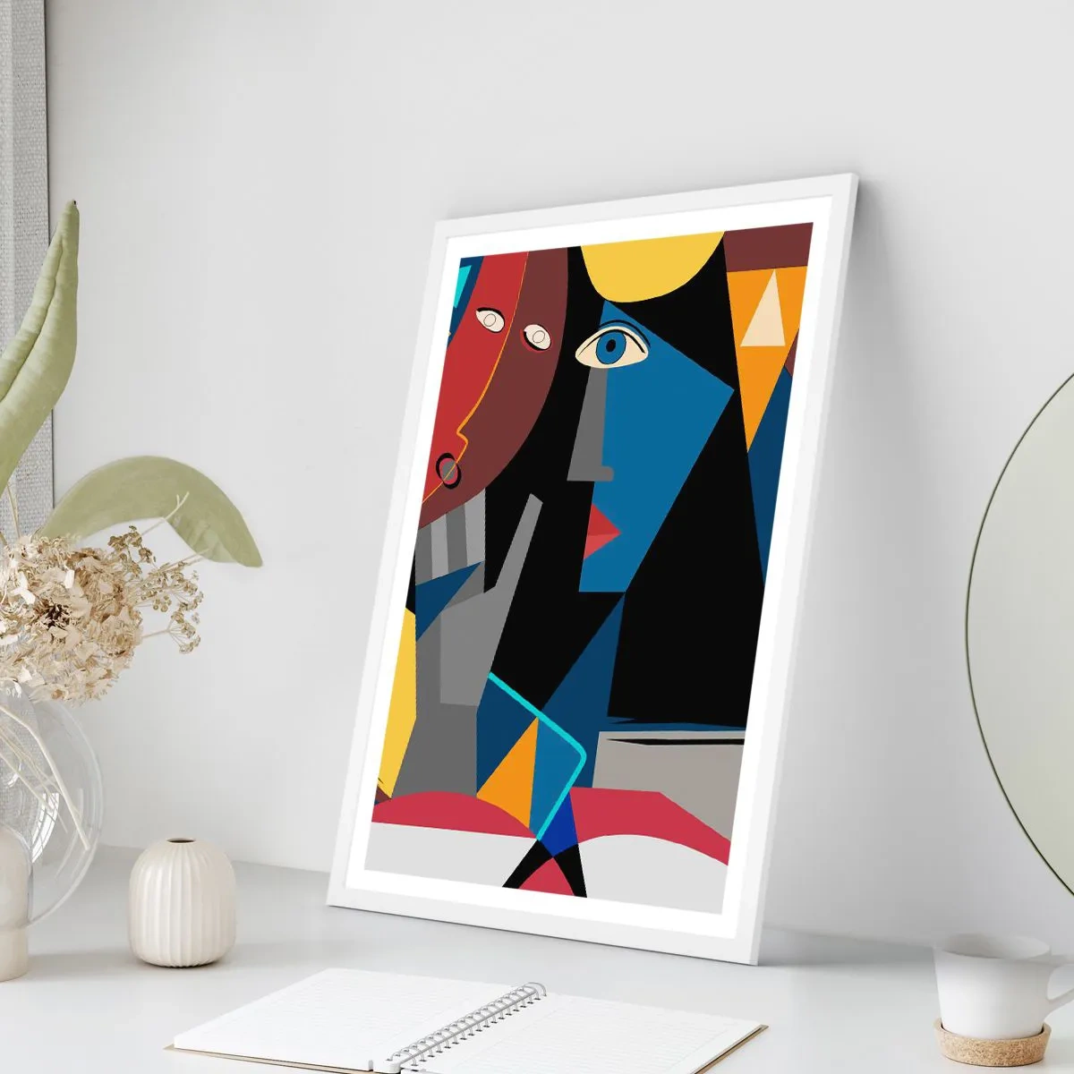 Poster in cornice bianca - Dialogo di cubisti - 70x100 cm