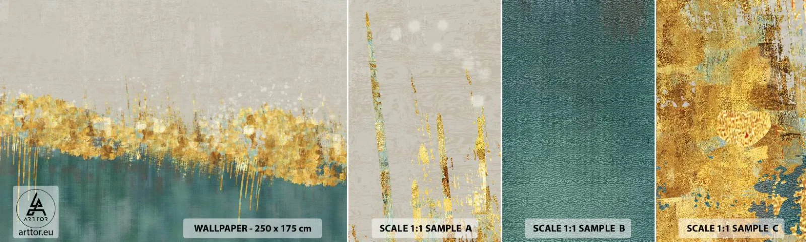 Campione di Fotomurale Adesivo Deluxe Sticker - Confine dorato - Art Deco, Pezzo, Pastello - 100x30 cm