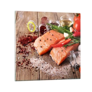 Quadro su vetro - Avventura norvegese in cucina - 40x40 cm