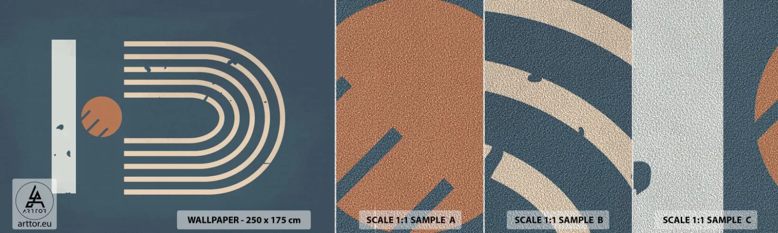 Campione di Fotomurale Premium Sand - Geometria in blu - Astrazione, Pezzo, Grafica - 100x30 cm