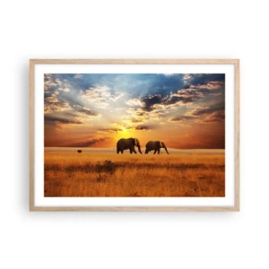 Poster in cornice rovere chiaro - Passeggiata familiare - 70x50 cm