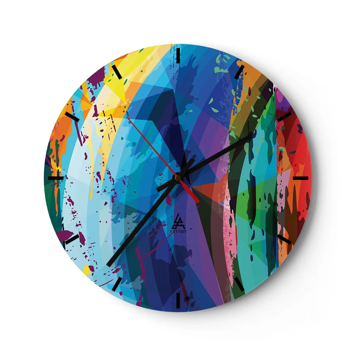 Orologio da parete - Orologio in Vetro - Capogiro di colori - 40x40 cm