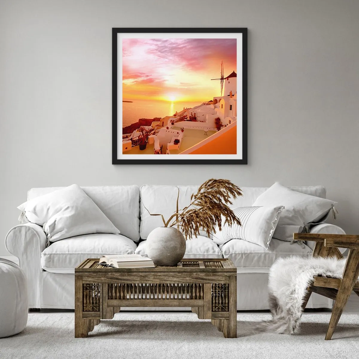 Poster in cornice nera - Sciogliersi nel bianco e nell'oro - 50x50 cm