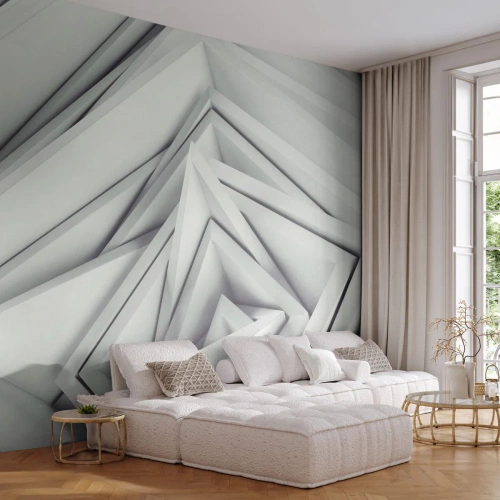 Fotomurali Premium Sand - Una composizione geometrica di forme 3D nitide e triangolari - 100x70cm - Germogli spigolosi - Decorazione murale moderna per soggiorno e camera da letto ARTTOR