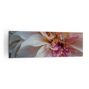 Quadro su tela - Stampe su Tela - Primo piano di delicati petali di fiori rosa con gocce d'acqua - 160x50cm - Freschezza in fiore - Decorazione murale moderna per soggiorno e camera da letto ARTTOR