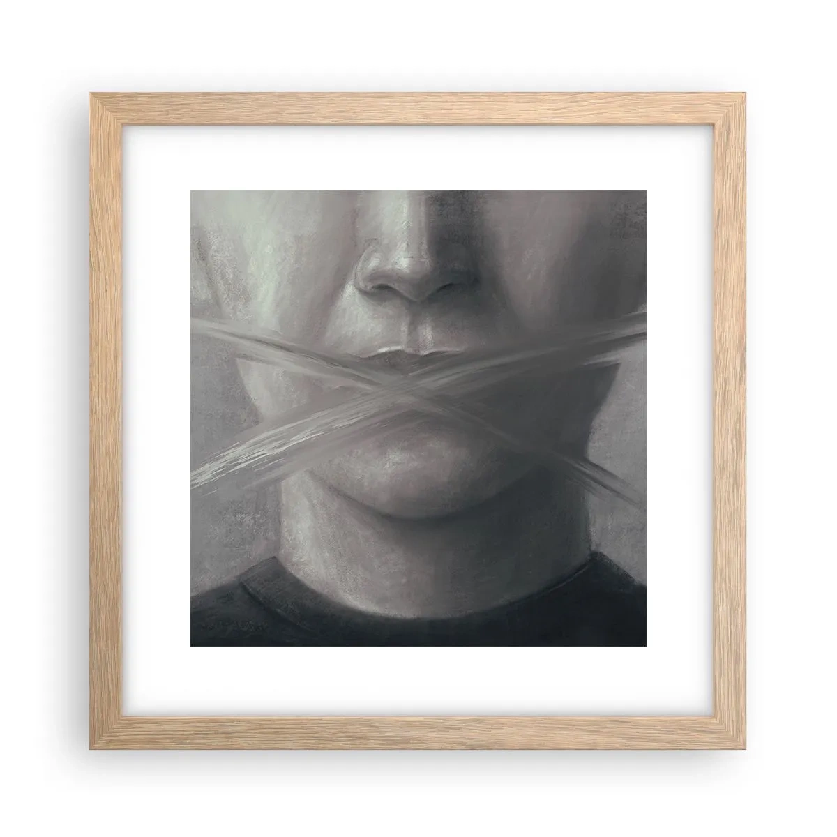 Poster in cornice rovere chiaro - Neanche una parola - 30x30 cm