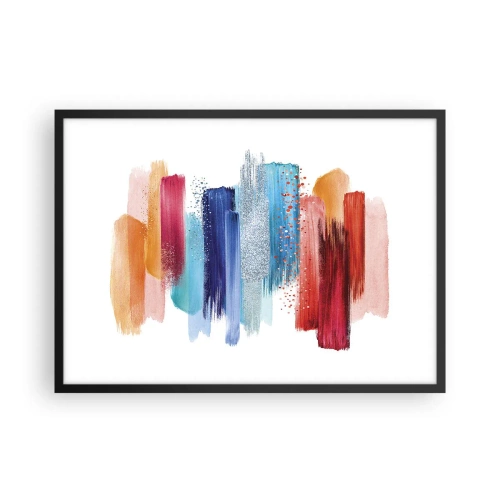 Poster in cornice nera - Pennellate colorate su sfondo bianco - 70x50cm - In alto e in basso - Decorazione murale moderna per soggiorno e camera da letto ARTTOR