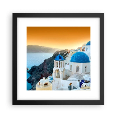 Poster in cornice nera - Santorini: aggrappate alle rocce - 30x30 cm