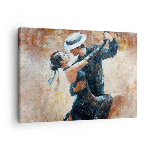 Quadro su tela - Stampe su Tela - Una coppia che balla il tango in uno stile romantico ed elegante - 70x50cm - Alla Rodolfo Valentino - Decorazione murale moderna per soggiorno e camera da letto ARTTOR