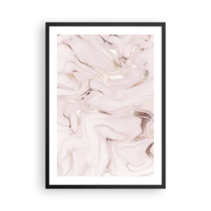 Poster in cornice nera - Elegante motivo marmoreo nei toni del rosa con accenti dorati - 50x70cm - Nella follia rosa - Decorazione murale moderna per soggiorno e camera da letto ARTTOR