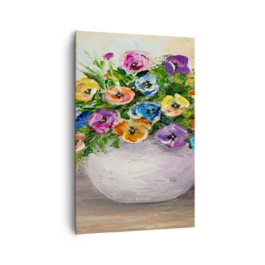 Quadro su tela - Stampe su Tela - Un colorato mazzo di fiori in un vaso bianco - 80x120cm - Natura morta con vaso bianco - Decorazione murale moderna per soggiorno e camera da letto ARTTOR