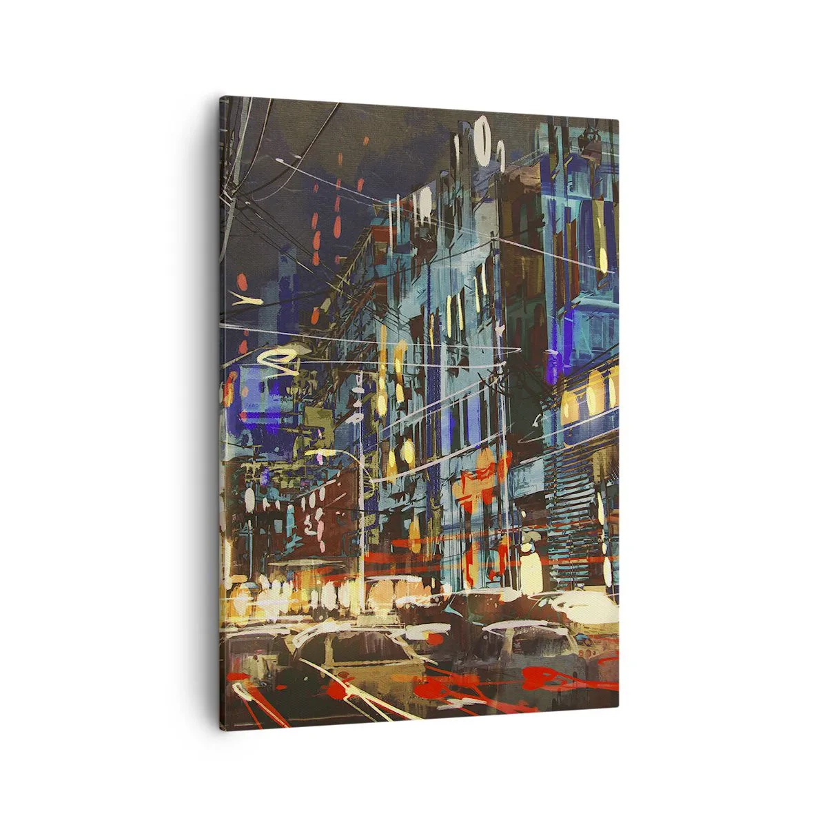 Quadro su tela - Stampe su Tela - Scena notturna della città con luci al neon - 50x70cm - Frastuono serale della strada - Decorazione murale moderna per soggiorno e camera da letto ARTTOR