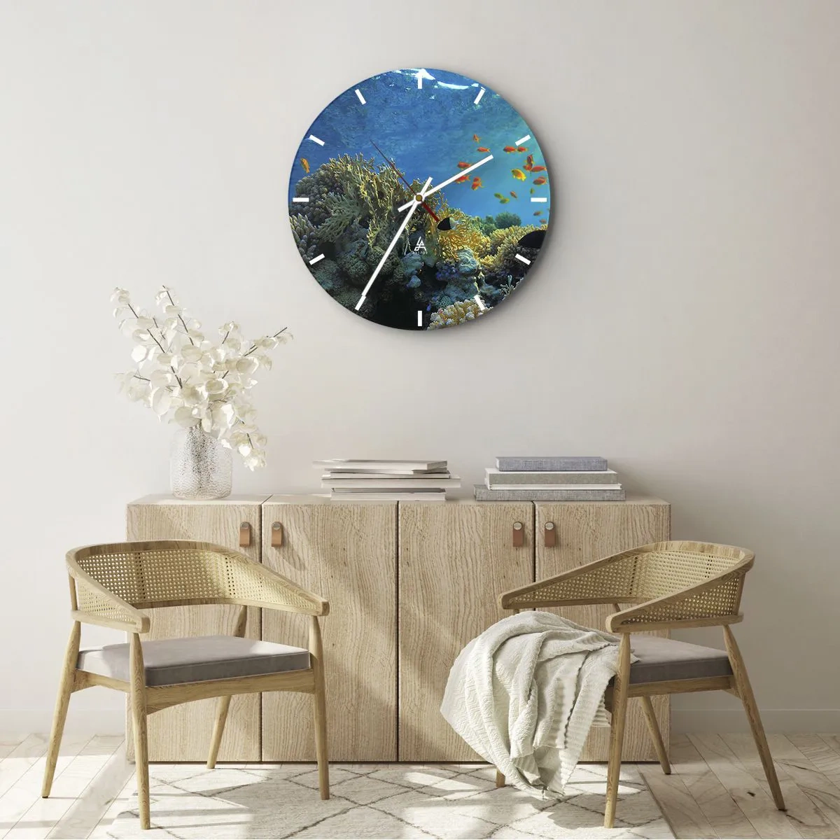 Orologio da parete - Orologio in Vetro - Tesori sotto al mare - 30x30 cm