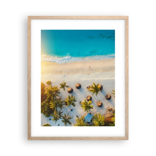 Poster in cornice rovere chiaro - Benvenuti in paradiso - 40x50 cm