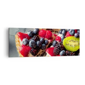 Quadro su tela - Stampe su Tela - Crostata colorata con frutta e panna - 140x50cm - Dolce vita! - Decorazione murale moderna per soggiorno e camera da letto ARTTOR